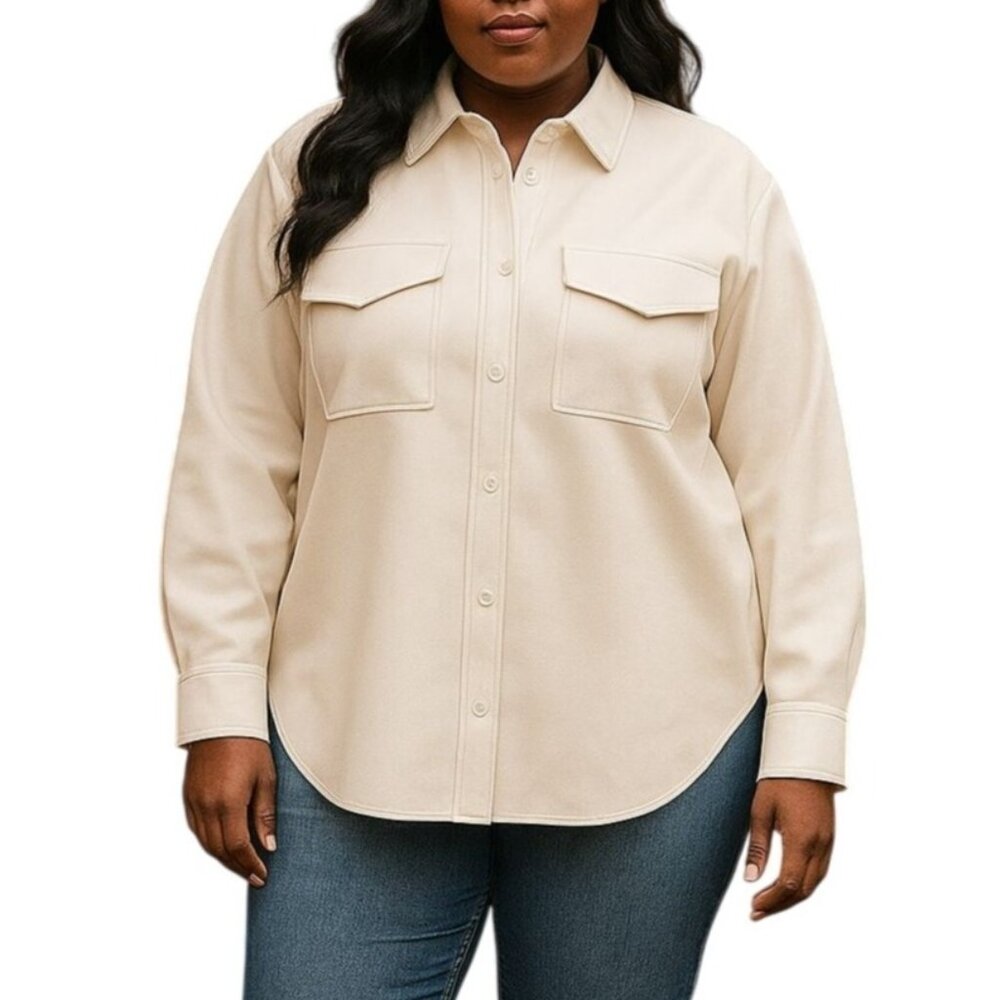 The Drop Plus Size 3X Shacket Shirt Jacket Lisadnyc Faux Leather Long Layering